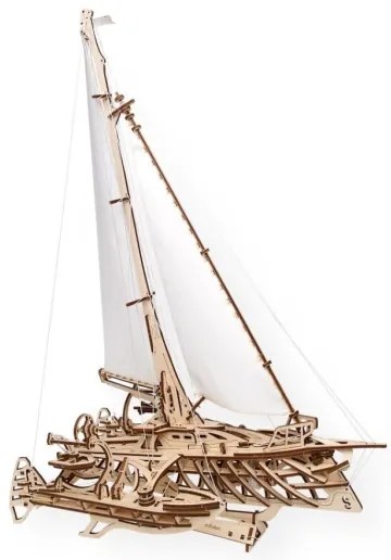 Ugears - 3D drevené mechanické puzzle Plachetnica Merihobus trimarán
