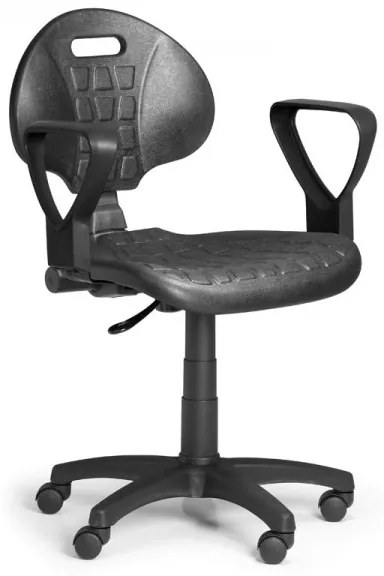 Pracovná stolička PUR - permanentný kontakt, tvrdé kolieska