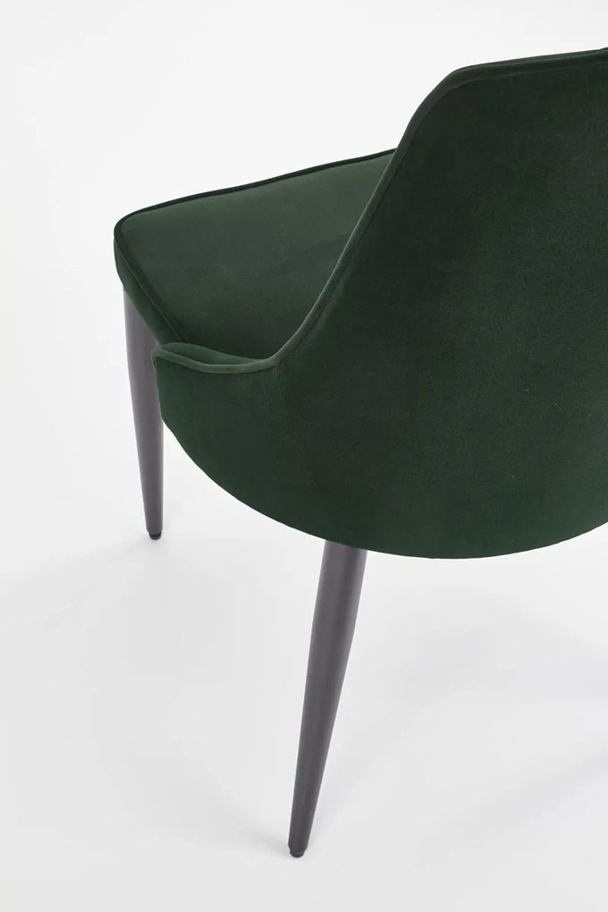 Jedálenská stolička K-365 - kov čierny,látka tmavozelená