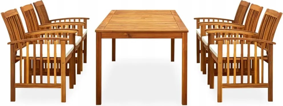 vidaXL 7-dielna sada záhradného nábytku s vankúšmi, akáciové drevo