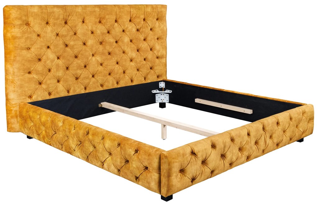 Posteľ Paris 160x200cm horčicovo žltý zamat