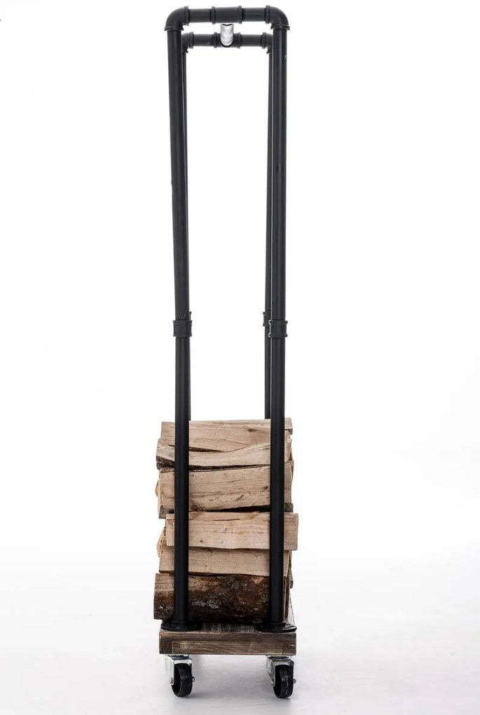 Stojan na drevo Forks 30x60x150, industriálny, čierny kov, drevo
