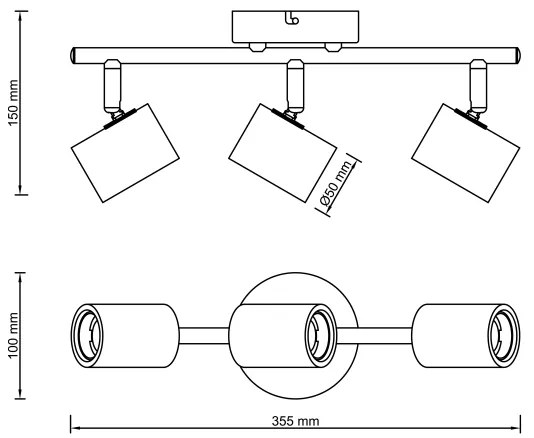 Brilliant - Bodové svietidlo KERRY 3xE27/40W/230V čierna/bambus