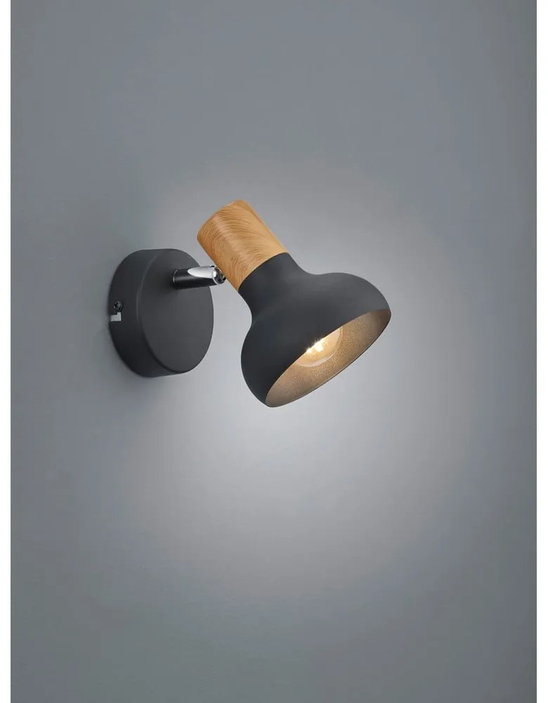 Matne čierne nástenné svietidlo ø 10 cm Latika – Reality