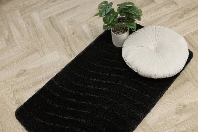 Kúpeľňový koberček Sara Black čierny, vlny