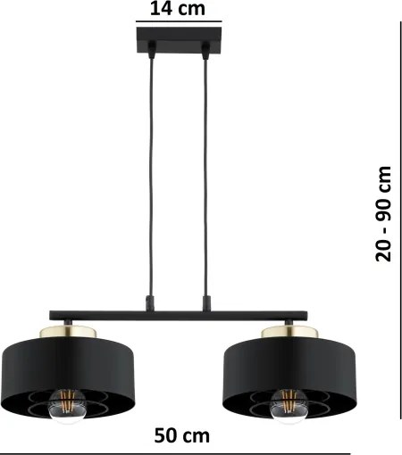BRILAGI - Závesný luster na lanku SPRING 2xE27/60W/230V čierna/zlatá