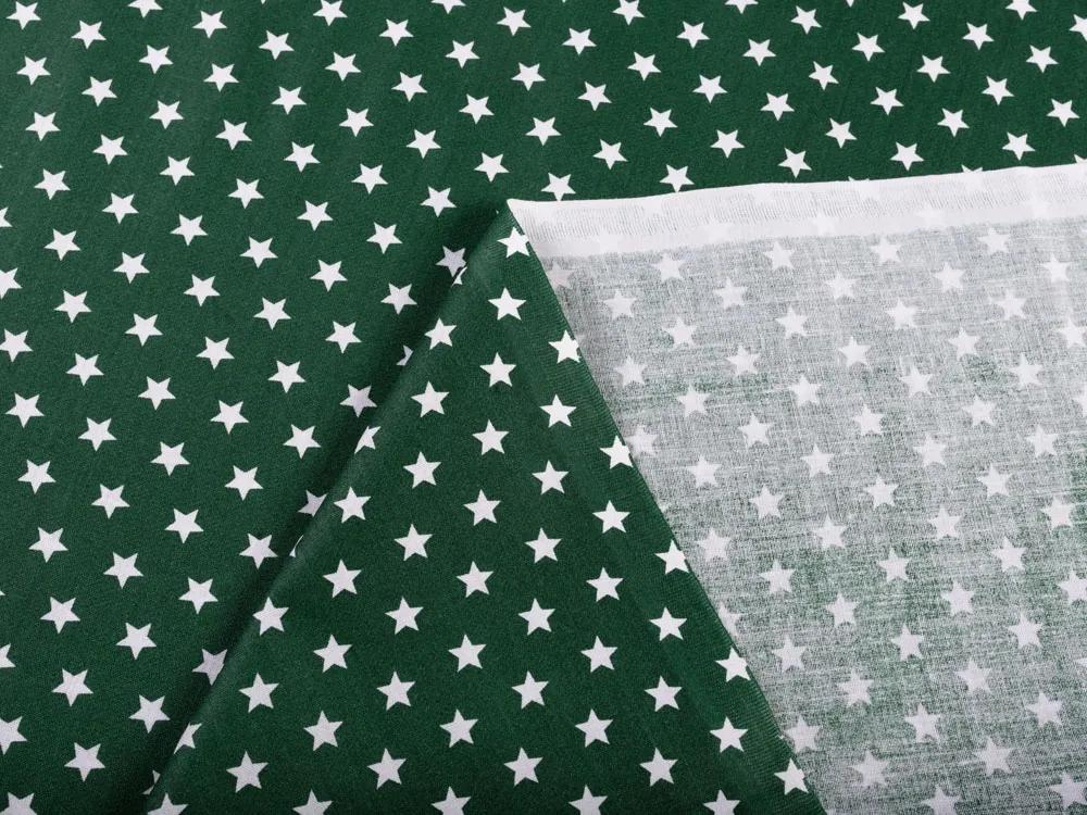 Biante Bavlnený záves Sandra SA-350 Biele hviezdičky na tmavo zelenom 130x150 cm
