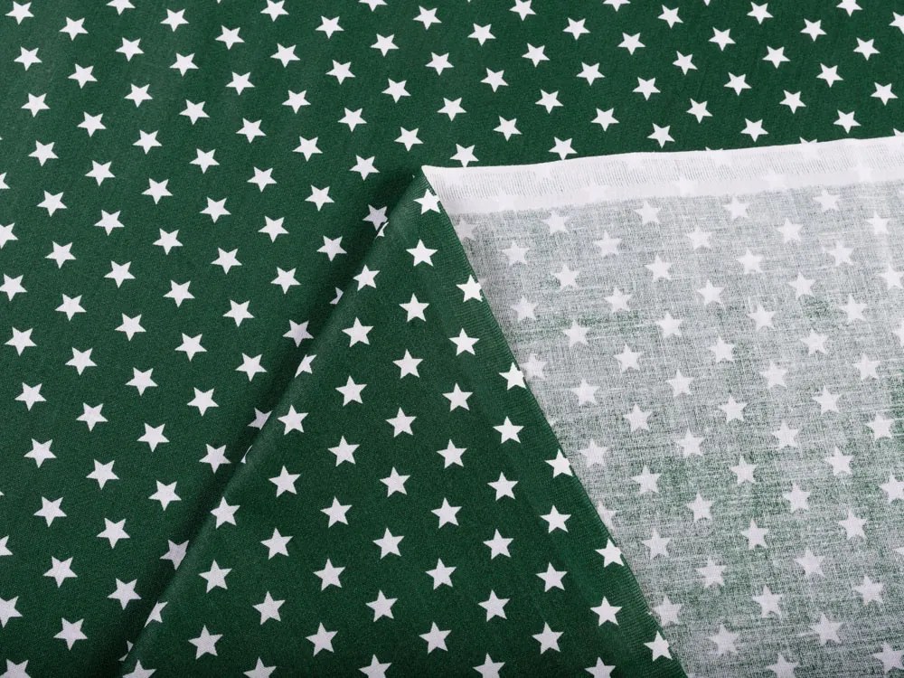 Biante Detský bavlnený záves Sandra SA-350 Biele hviezdičky na tmavo zelenom 130x160 cm