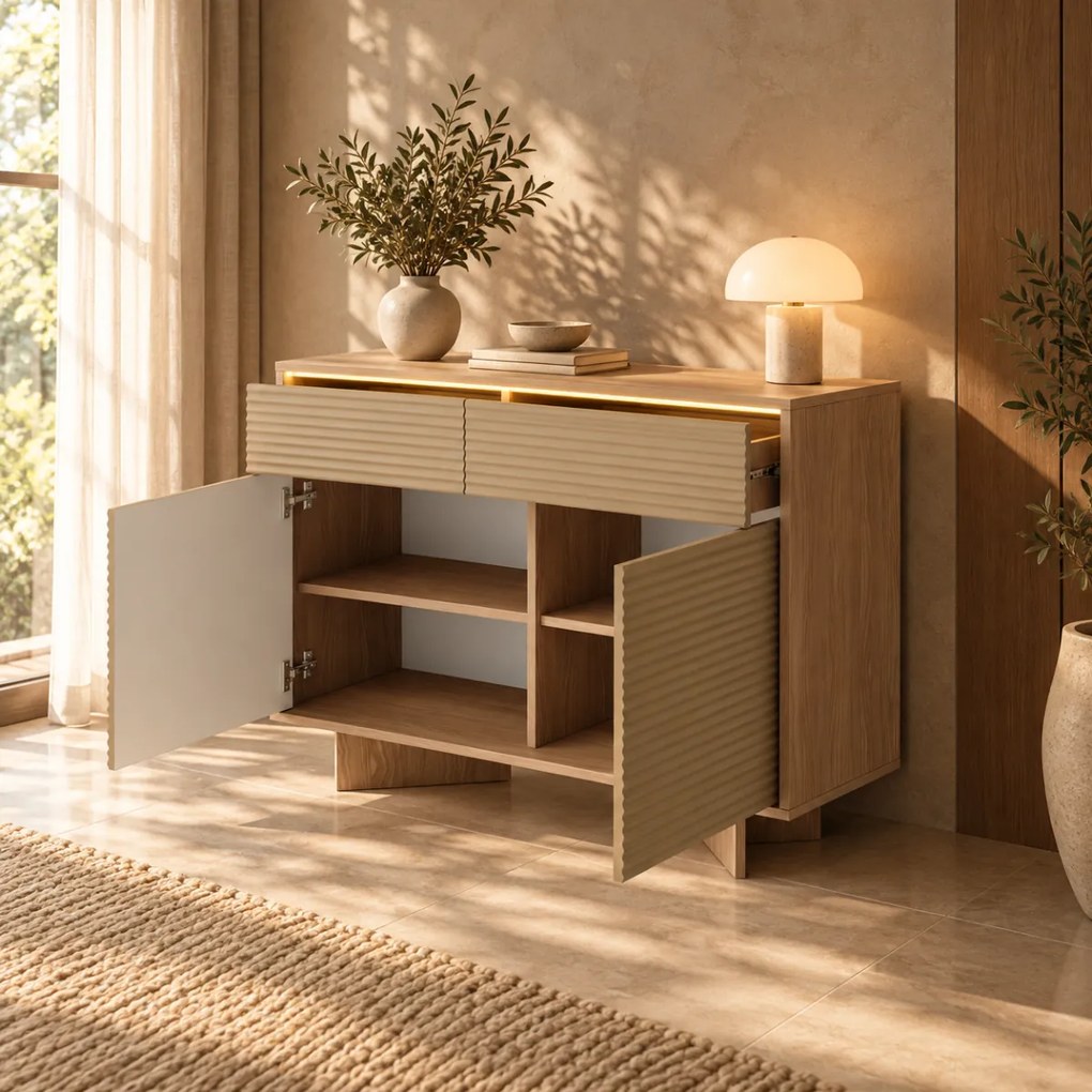 KOMODA GALLIANO DUB BOLIVAR + CAPPUCCINO LED 104 cm