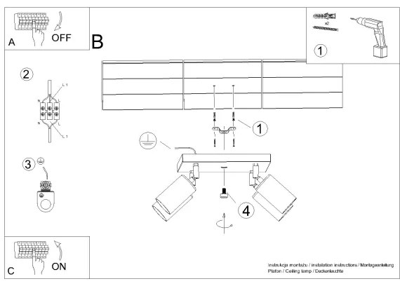 Sollux SL.1386 - Bodové svietidlo WINX 4xGU10/10W/230V čierna/zlatá