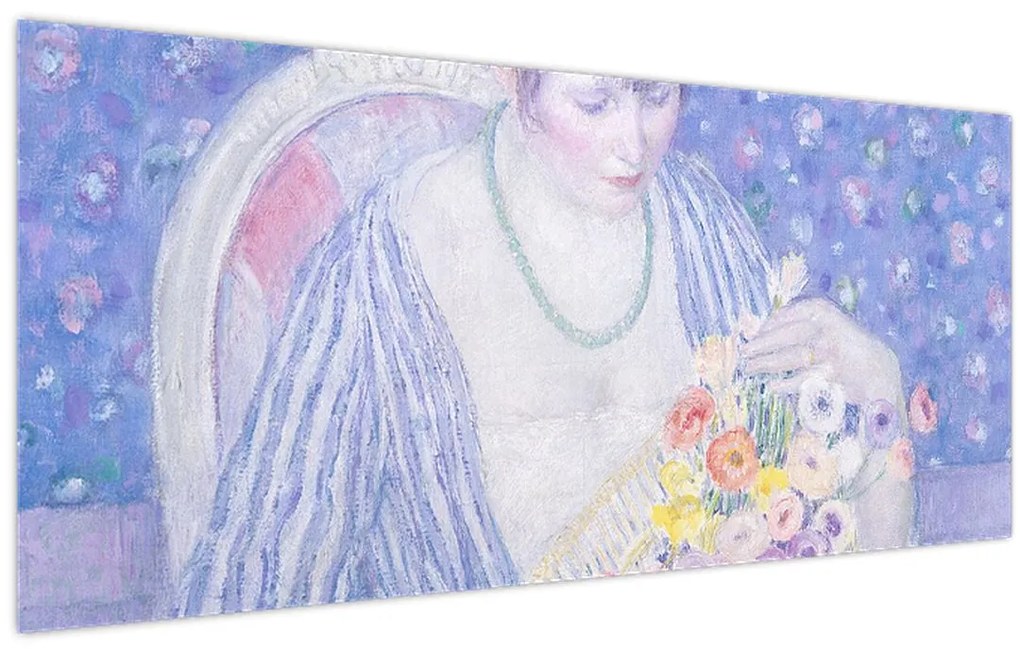 Obraz - Frederick Carl Frieseke,  The Basket of Flowers, reprodukcia (120x50 cm)