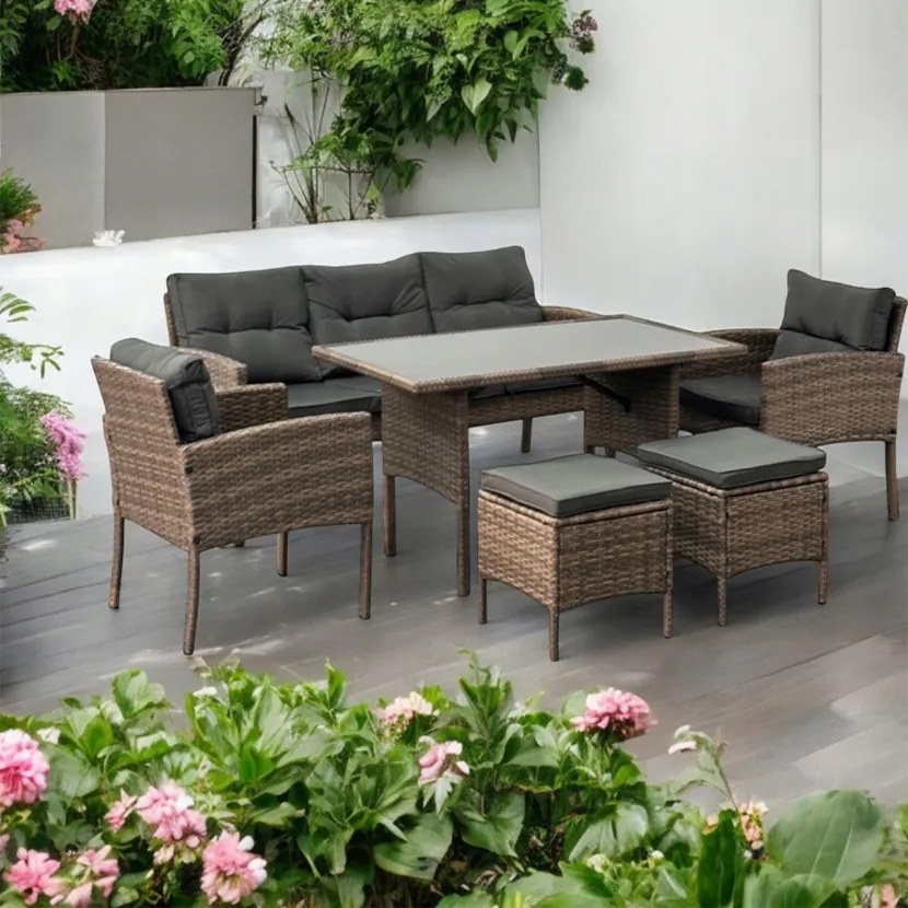 Veľká ratanová súprava v štýlovej hnedej farbe