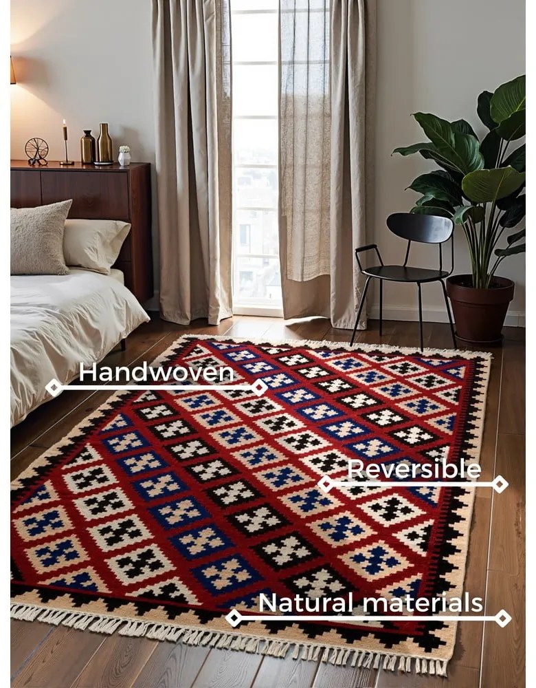 Červený obojstranný ručne tkaný vlnený koberec 200x290 cm Kamal Rami – Nouristan