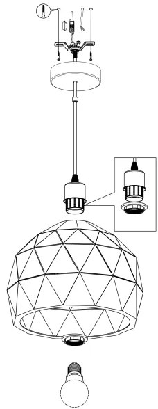 Eglo 97854 - Luster na lanku ROCCAFORTE 1xE27/60W/230V