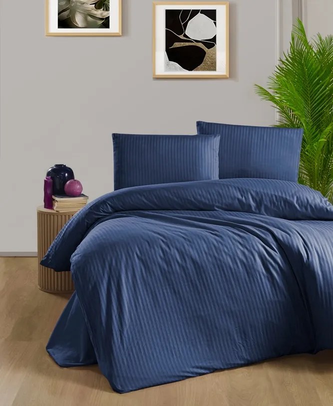 Obliečky damaškové Navy modrá 200x140cm+90x70cm