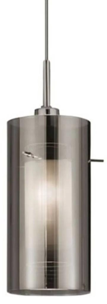 Závesná lampa Duo 2, dymové sklo/chróm 1-plameňová
