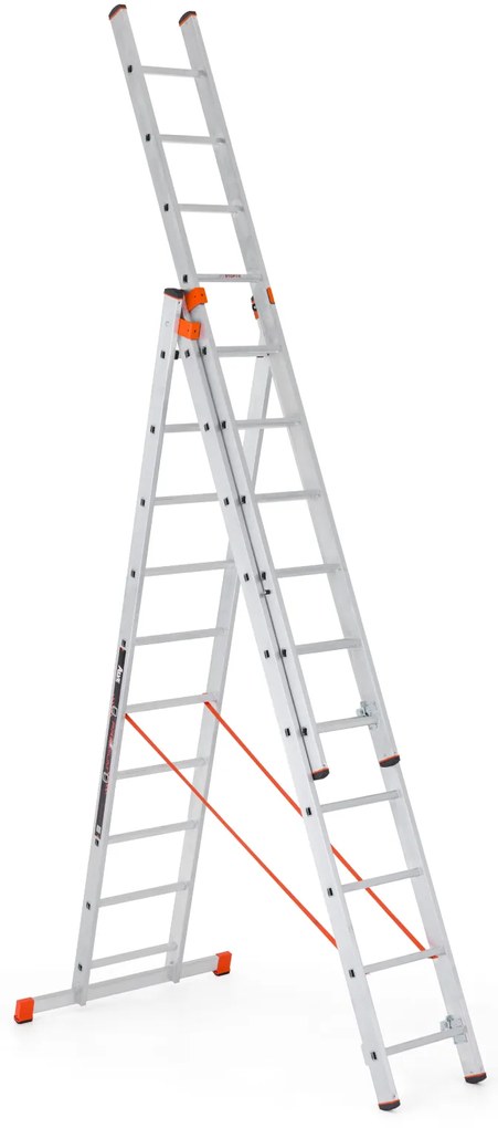 Hliníkový trojdielny rebrík ALVE PREMIUM s nášľapmi, 3x8 priečok, dĺžka 5,25 m