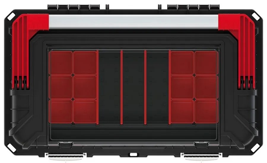 Kufor na náradie s kovovým držadlom a zámkami 58,5 × 36 × 33,7 cm, s organizérom, čierna