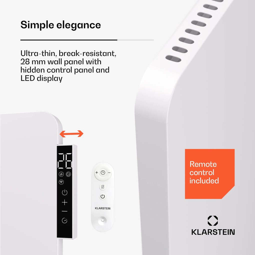 Klarstein Wonderbeam 650 Hybride Infračervený ohrievač 60 x 84 cm 650 W Týždenný časovač Diaľkové ovládanie