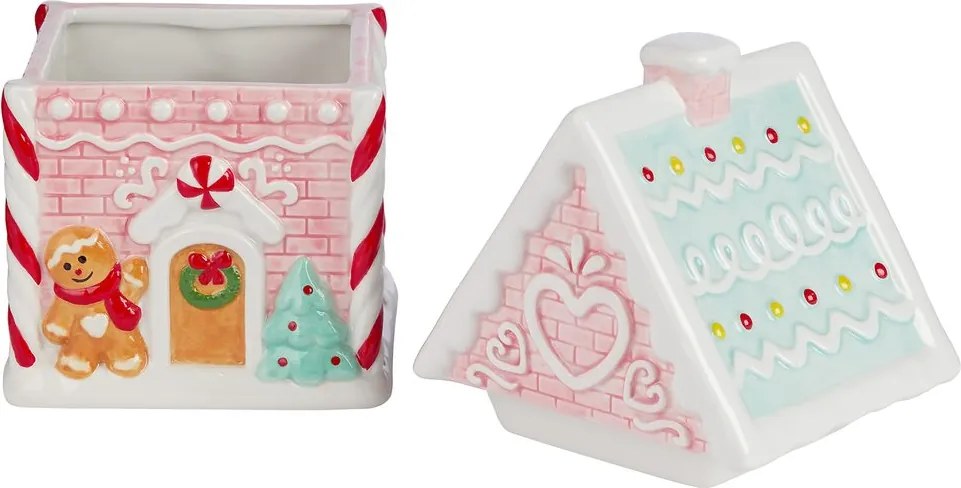 SWEET X-MAS Dóza na sušienky perníková chalúpka - ružová