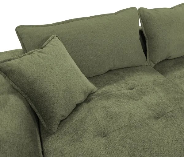 Rozkladacia rohová sedacia súprava v tvare L s úložným priestorom LAGOA, ľavé prevedenie, zelená