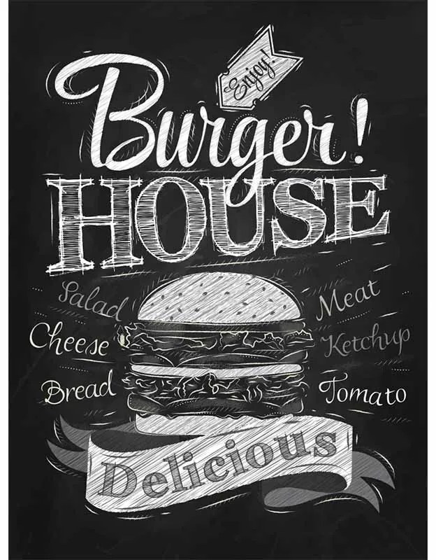 Ceduľa Burger House 40 x 30 cm