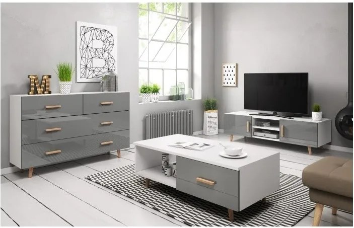 Hector Sada nábytku do obývacího pokoje Sweden šedá/bílá lesk