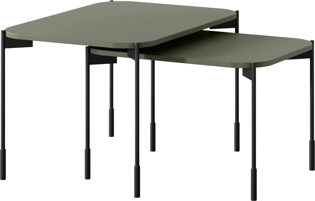 Hnedý konferenčný stolík Sonatia 60 cm s kovovými nohami - olivový