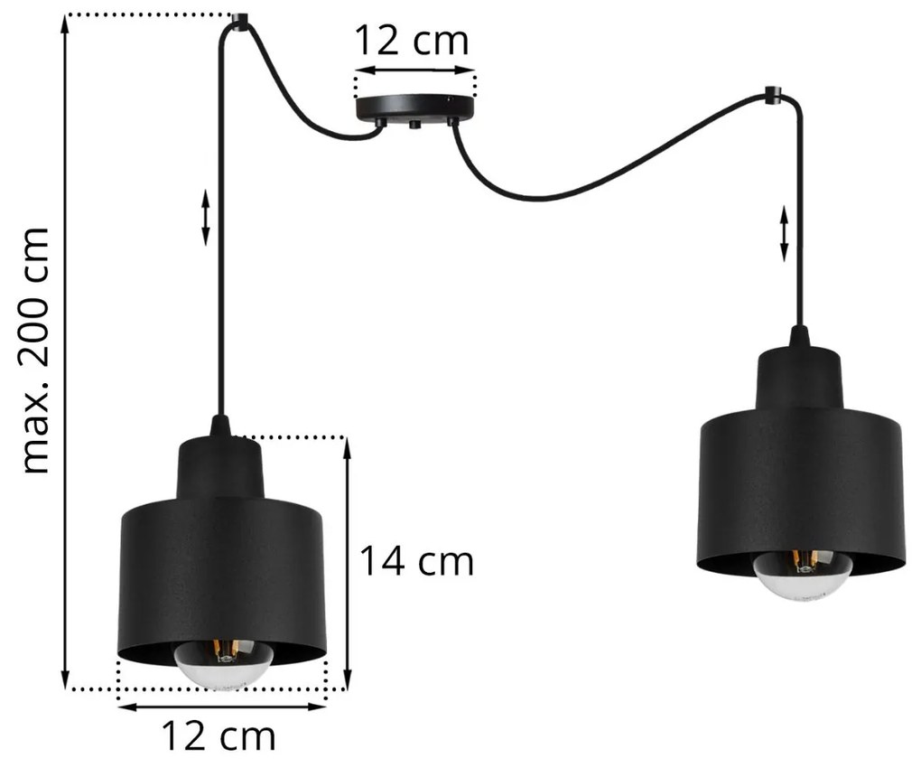 Závesné svietidlo PANTA SPIDER, 2x čierne kovové tienidlo