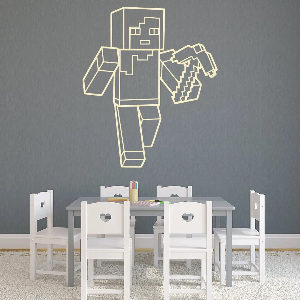 Veselá Stena Samolepka Minecraft krompáč Farba: hnědá, Veľkosť: 40 x 34 cm