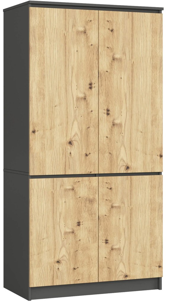 Šatníková skriňa Sinfin (grafit + dub artisan). Akcia -19%. Vlastná spoľahlivá doprava až k Vám domov. 1117422
