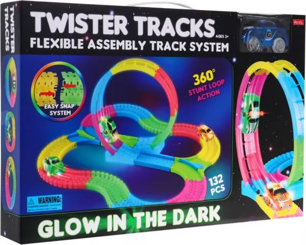 Pretekárska dráha svietiaca v tme TWISTER TRACKS 132 ks