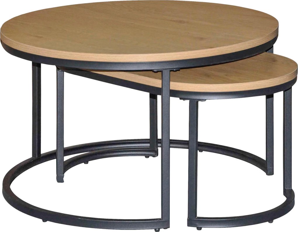 XXXLutz SADA KONFERENČNÝCH STOLÍKOV, čierna, divoký dub, kov, kompozitné drevo, 70/70/42 cm MID.YOU - Stolíky do obývačky - 001277000301