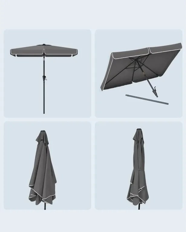 Zahradní slunečník Rocka 200x150 cm šedý