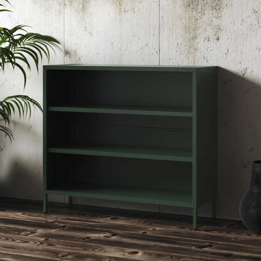 Nízky policový regál LUCA, 1000 x 900 x 350 mm, Modern: fľaškovo zelená farba