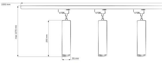 Luster na lanku do lištového systému MARIBEL 3xGU10/10W/230V + 1 m lištový systém