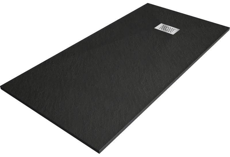 Mexen Hugo, obdĺžniková sprchová vanička SMC 170 x 80 cm, čierna, oceľová krytka, 42708017-X