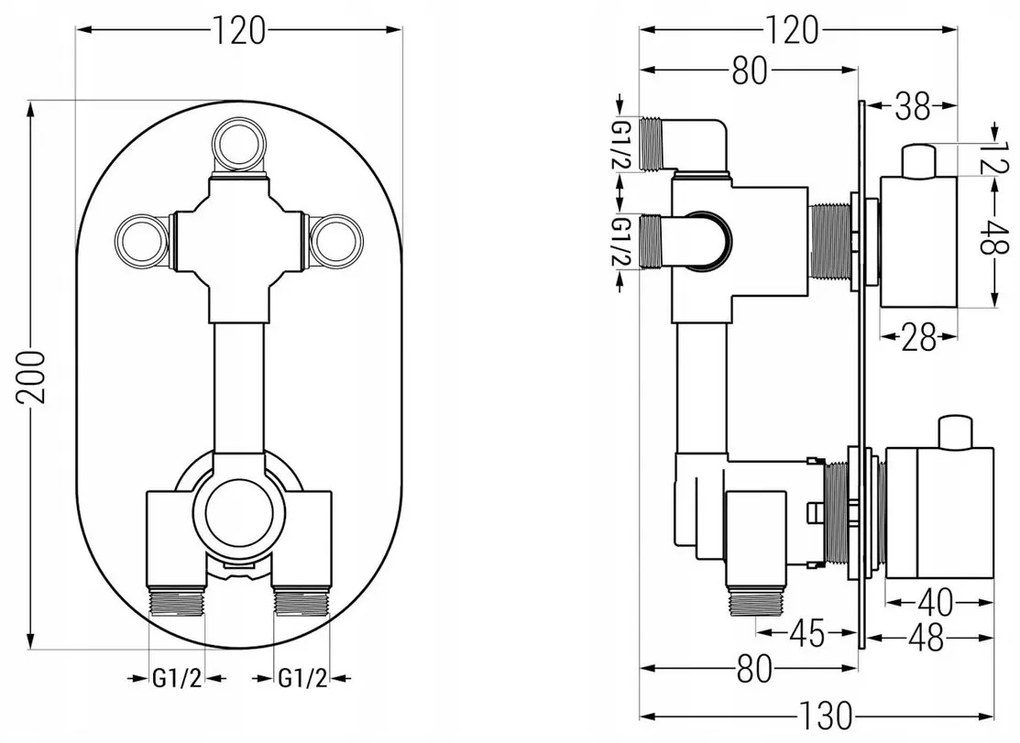 Mexen KAI - 3-výstupová podomietková sprchová sada 6v1, čierna, 77602-70set