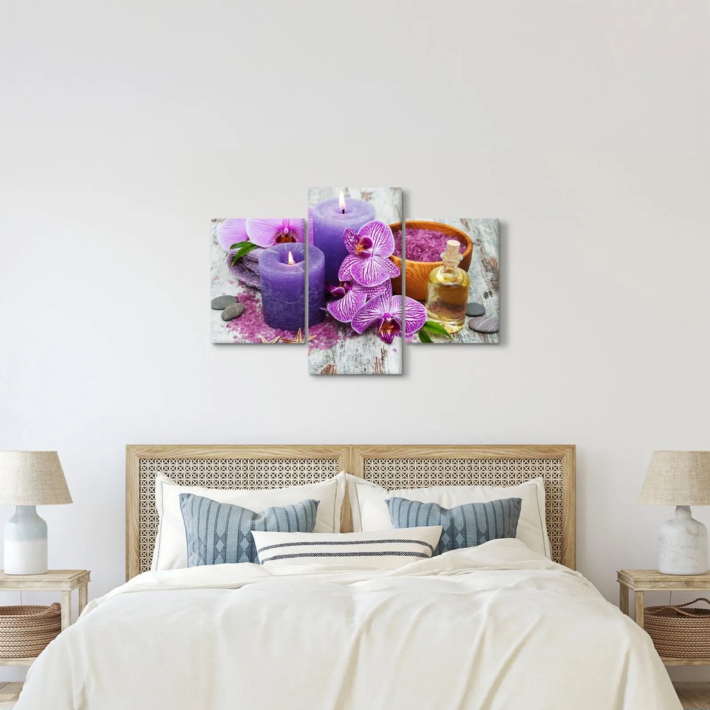 Obraz orchideí a sviečok (90x60 cm)