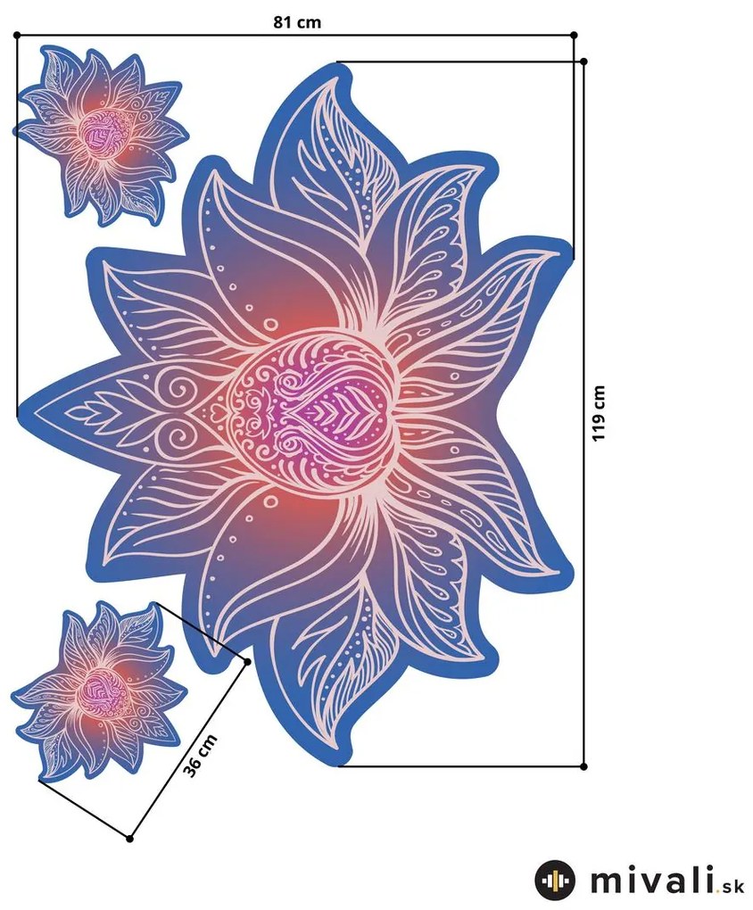 Samolepky na stenu - Lotosová mandala modro-červená