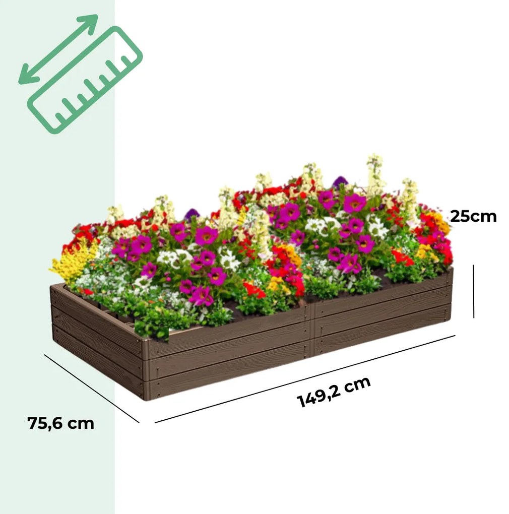 Vyvýšený záhon WOODY 149x75,6x25cm, hnedá Prosperplast