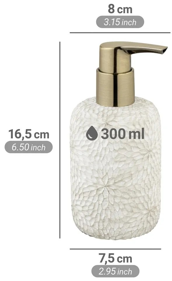 Biely dávkovač mydla z polyresínu 300 ml Montalfano – Wenko