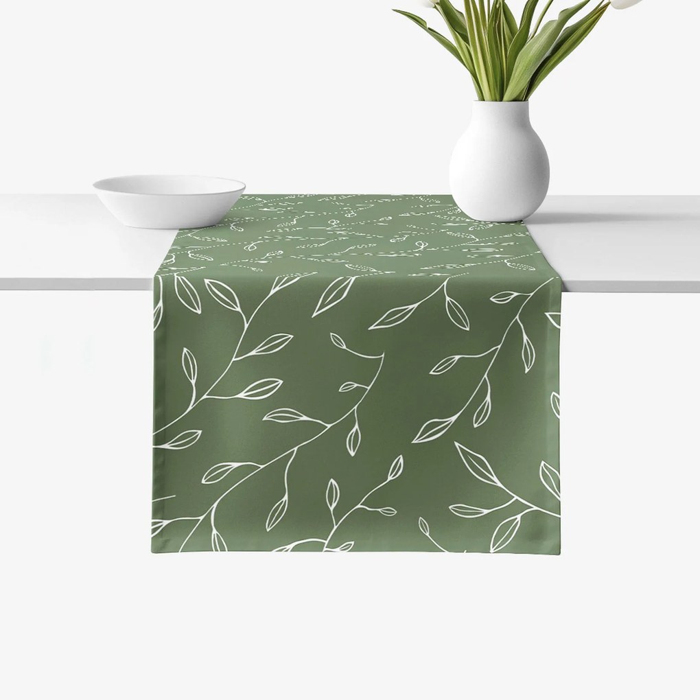 Goldea behúň na stôl 100% bavlnené plátno - čajové lístky 35x120 cm