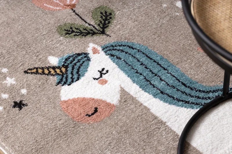 Dywany Łuszczów, Detský kusový koberec Fun Unicorn with rainbow beige, 180x270, béžová, detská izba
