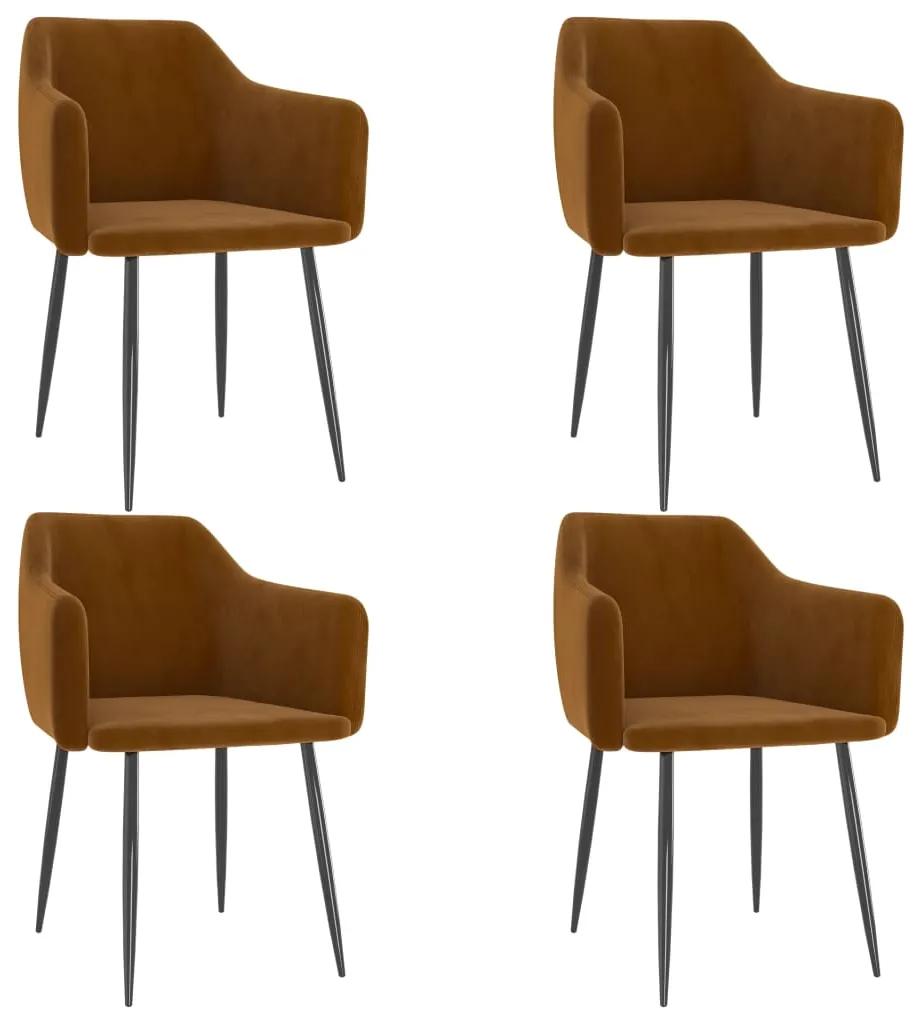 vidaXL Jedálenské stoličky 4 ks hnedé zamat