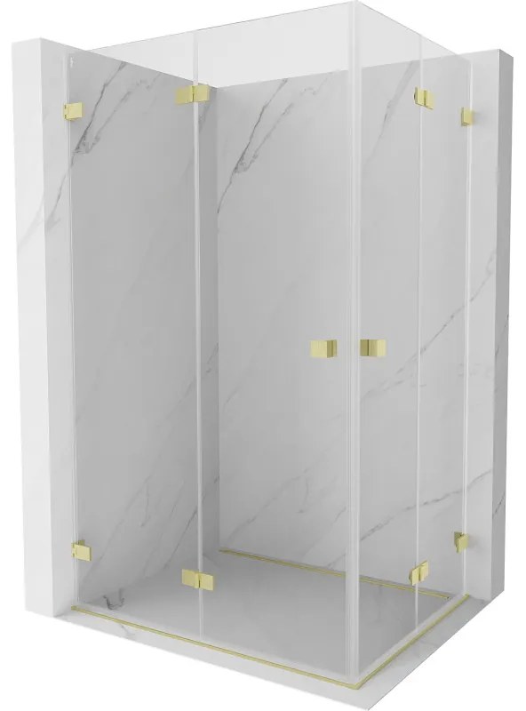 Mexen Lunar-F Duo, skladací sprchový kút 100 x 85 cm, 8mm číre sklo, zlatý matný profil, 836-100L-085P-55-00
