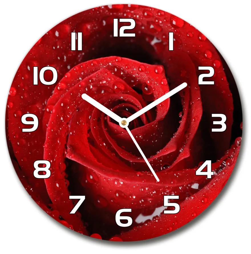 Sklenené hodiny okrúhle Kvapky na ružu pl_zso_30_f_37464697