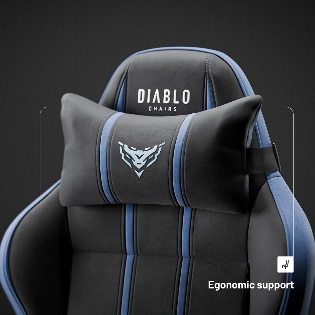 Herné kreslo z látkovým poťahom Normal Size, čierny-modrý: Diablo X-One 2.0 Night Blue