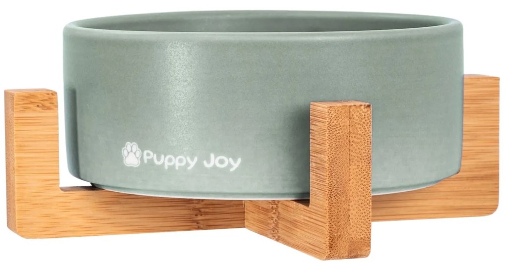 Keramická miska na bambusovém stojanu pro psy a kočky CATI šedá