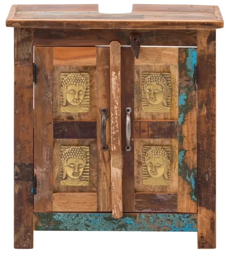 furniture-nabytek.cz - Masivní skříňka dřezu Sumana z recyklovaného dřeva, lakovaná, hnědá – 52×30×60 cm